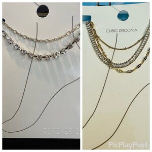 2 for $10 BUNDLE! Forever 21 Cubic Zirconia Anklet Chain Sets! 1 Silver& 1 Gold